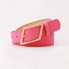 Simple Solid Color Square Buckle Leather Belt, Versatile Adjustable Waist Belt For Daily Outfits - A - View 1