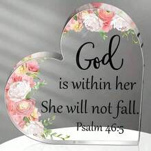 1pc Christian Inspiring Acrylic Gift, Bible Verse Desktop Decoration, She Will Not Fall Inspirational Birthday Gift For Mom, Sister, Friend, Colleague Or Any Occasion Decor - View 3