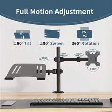 Monitorarm mit Laptop-Ablage – Tischhalterung mit Klemmfuß (13–32 Zoll) – Verstellbare VESA-Halterung (±90° Schwenk-/Neigbar) – Ergonomisches Homeoffice-Setup - Übersicht 5