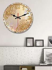 1 chiếc đồng hồ treo tường gỗ 2D Phantom viền pha lê vàng, đồng hồ thạch anh tròn Thụy Sĩ chạy êm, phù hợp cho phòng ngủ, phòng khách, nhà bếp, văn phòng, trang trí, 10/12 inch (không bao gồm pin), quà tặng năm mới và lễ hội - Nhiều màu - Xem 5