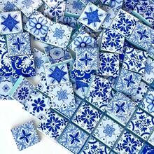 100g/200g Classic Blue And White Porcelain Pattern Mosaic Particles, Mandala Pattern Glass Mosaic Material, 2.3*2.3CM Random Pattern Delivery, Suitable For Handicraft Creation, Tabletop And Stair Decoration, Mosaic Wall Mural - CZQH - View 6