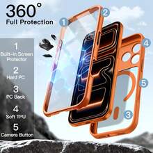 JETech Funda para 17 Pro 6.9 Pulgadas con Protector Pantalla Mica Cristal Vidrio Templado Incorporada y Botón Control Cámara, Compatible con, Carcasa 360 Grados (Naranja) GJRE - Naranja - Ver 3
