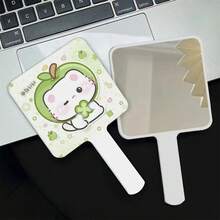 1个可爱青苹果猫手持镜，学生宿舍可爱手提镜，化妆镜/高清镜，化妆必备工具，可用于贴睫毛和画眼线 - 彩色 - 查看 6