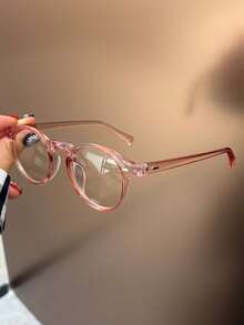 1pc Tortoiseshell Round Frame Rivet Children's Fashion Non-Prescription Glasses, Suitable For Teenagers, Daily Life, Reading, Watching TV, Playing Games And Phones, Transparent Lenses Eye Protection Fashion Glasses, Daily Outfit Decoration. - Clear - View 9