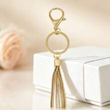 1pc Minimalist Gold Tassel Keychain Key Ring, Unisex Key Ring Bag Charm Key Pendant, Suitable For Daily Use Or Gift - Gold - View 11