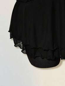ICON Vestido mini con volantes en capas, escote halter y espalda descubierta para mujer - Negro - Ver 6