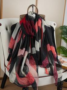 1 pièce Écharpe de luxe 80*180CM, écharpe de voyage polyvalente, châle/foulard imprimé à la mode pour femmes, toutes saisons - Multicolore - Voir 2