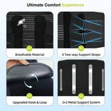 Dual-Adjustable Back Brace – Lumbar Support For Heavy Lifting – Breathable Design For Women & Men - Black - View 3