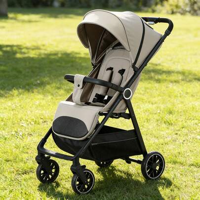 Cochecito de bebé ligero, cochecito plegable, parasol ensanchado con cremallera, recogida de un toque, respaldo ajustable, malla transpirable, fácil de transportar, adecuado para viajar.