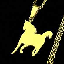 Lucky Horse Year Pony Figure Chain For Women Men Stainless Steel Silver Color Animal Simple Clavicle Necklace Jewelry Gifts - Necklace - View 3