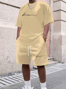 Men's Short-Sleeved T-Shirt And Shorts Set, Basic And Versatile - White - View 9