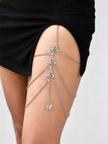 1pc Gold Multilayer Butterfly Leg Chain, Fashion Elegant Sexy For Daily Wear, Versatile Festival Gift (Handmade, 1-3cm Tolerance) - Multicolor - View 2