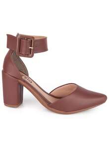 Munita Women's Dress Shoe, Pointed Toe Pump, Thick Block Heel, Comfortable Sandal With Closed Heel - 鏽棕色 - 查看 3