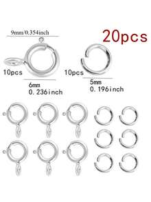 20 piezas Anillos de salto con cierre de resorte chapados en oro de 18K, 10 piezas Cierres de resorte + 10 piezas Anillos de salto abiertos, Adecuado para pulseras hechas a mano, collares, fabricación de joyas - Multicolor - Ver 3