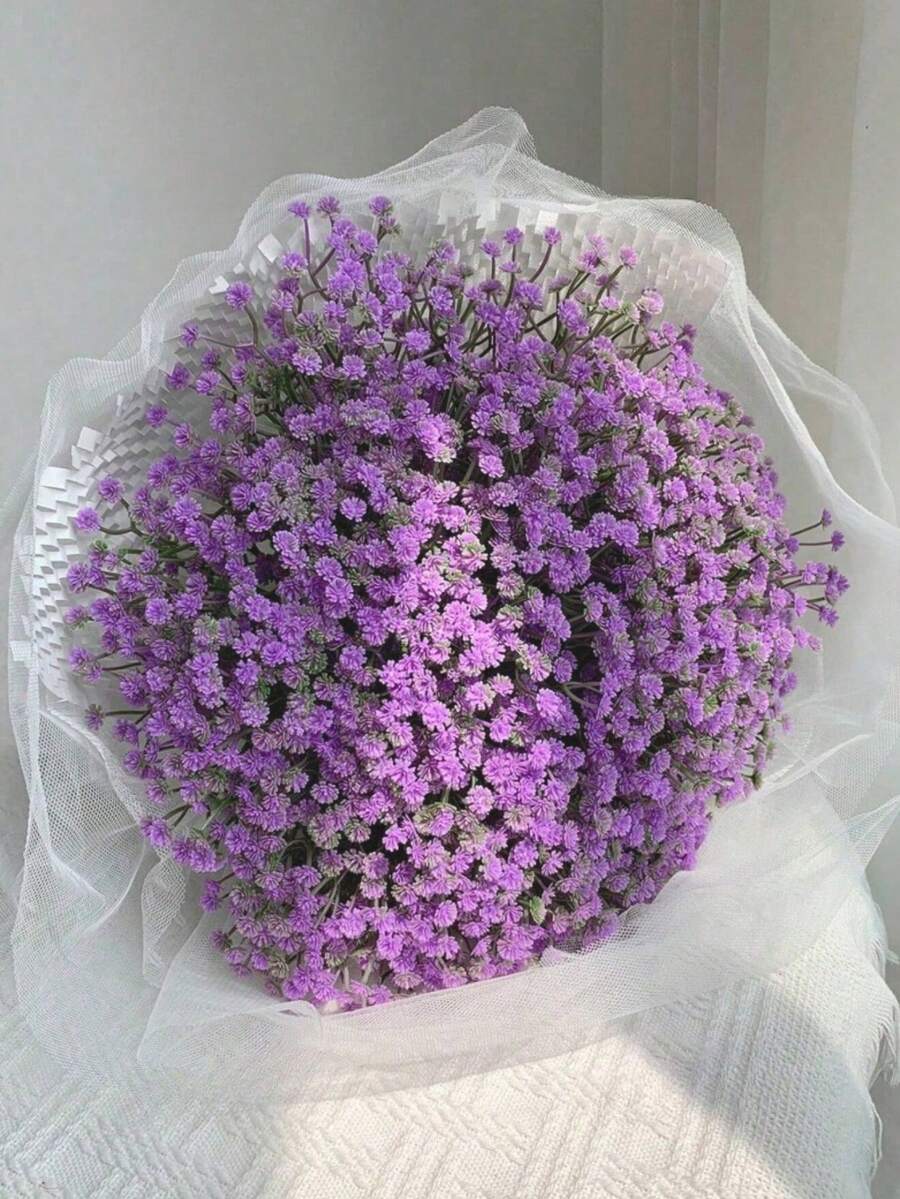 40/18/10pcs Artificial Baby's Breath, Suitable For Table Decoration, Valentine's Day, Mother's Day Gift, Wedding Bouquet And Party. Great Gift For Women, Also Suitable For Home, Bedroom, Bathroom And Garden Decoration, As Well As DIY Bouquet. - Purple - View 1