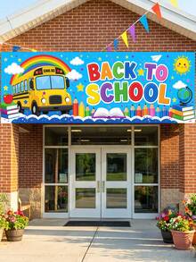 Back To School Theme Banner, "Back To School/Adventure Begins/Welcome Back" Polyester Wall Flag, Colorful School Bus And Pencil Design, Multipurpose Decoration For Classroom, Hallway, Office And Party - English - View 6