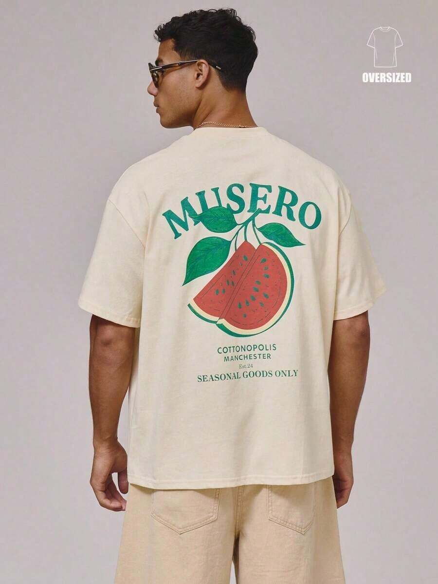 Women's Casual Printed T-Shirt, Short Sleeve And Round Neck, Local Urban Fashion Spring/Summer. Women's Blouses, Women's T-Shirts. 180g (S-XXXL) - 杏色 8 - 查看 1