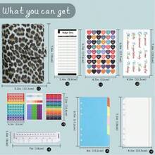 1pc A6 Planner Notebook With Zipper Pocket, Creative Leopard Print Loose-Leaf Binder, Budget Tracker, Cash Budget Organizer, 3D Planner, Magnetic Closure, For Cash Budgeting And Photo Storage, School And Office Supplies, Travel Accessories, Gift For Family And Friends, Leopard Print, Travel Essential, University Essential, Stickers, Pens, Education, Colors, School Supplies, Pen Holder, Pencil Case - Multicolor - View 14