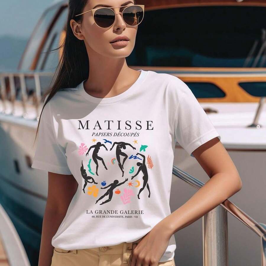 Henri Matisse S1Hirt Retro Pastel Pink_ Artistic Cotton Blend - ET1Sy - Blanco - Ver 1