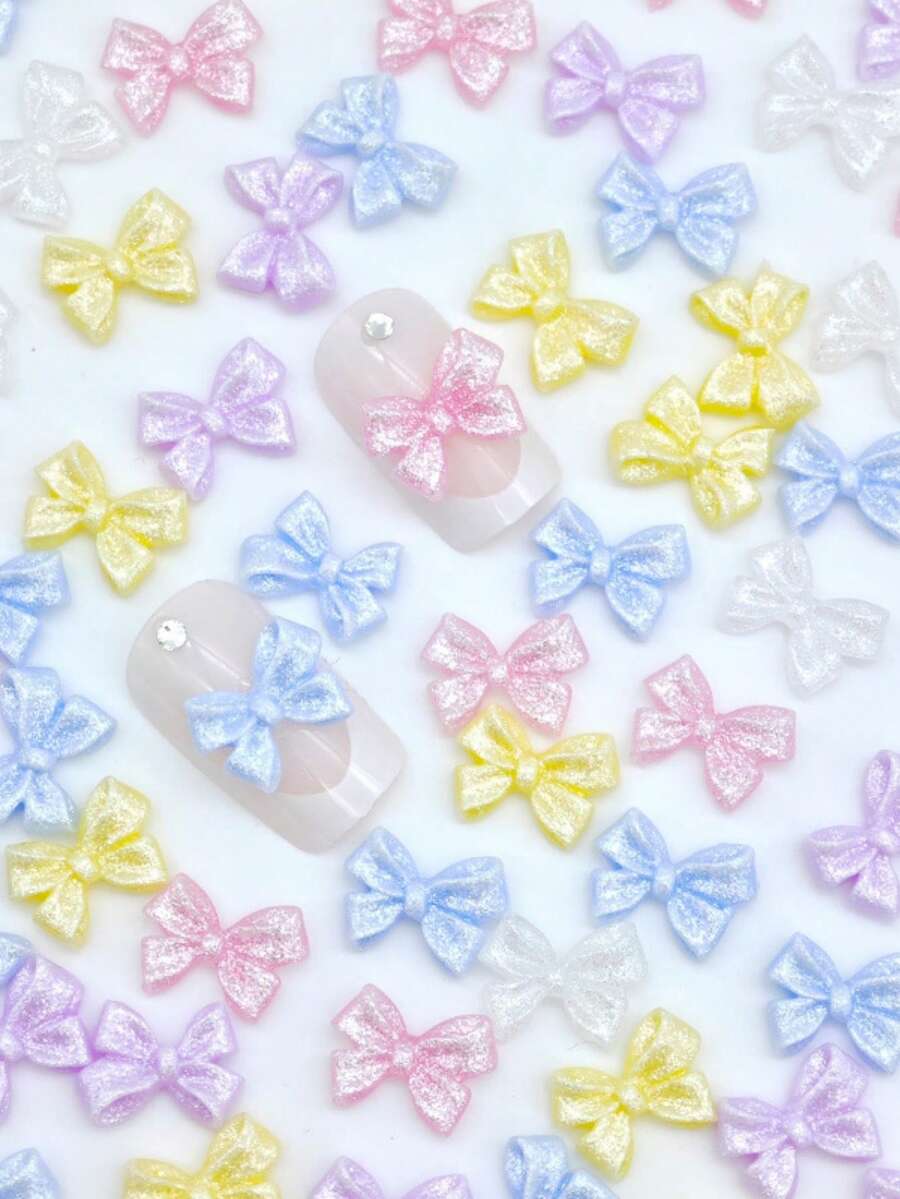 30/50/100件 8*11mm 美女魚蝴蝶結亮片美甲裝飾 DIY 美甲飾品 手機殼配件 - 彩色 - 查看 1