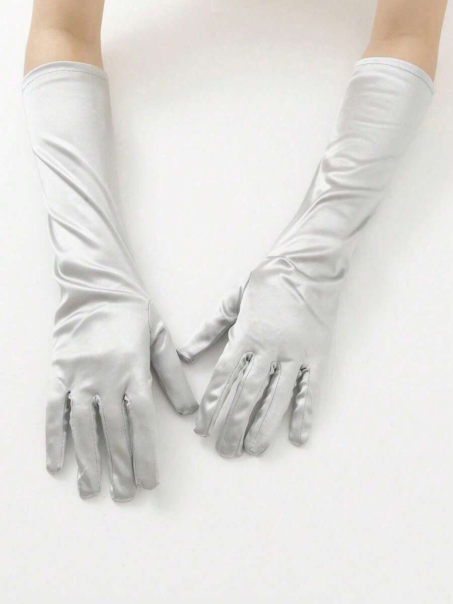 1 Pair Solid Color Minimalist Mid-Length Party Gloves