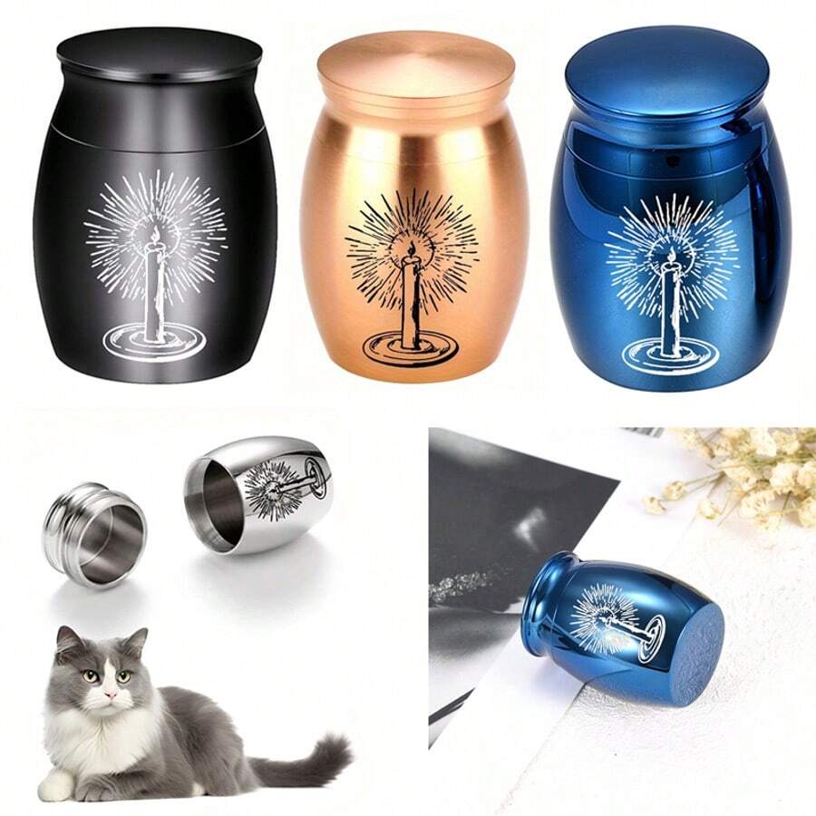 Small Urns For Human Pet Ashes Carving Candles Pattern Mini Urn For Ashes Keepsake Cremation Urns Memorial Ashes Holder - Multicolor - View 1