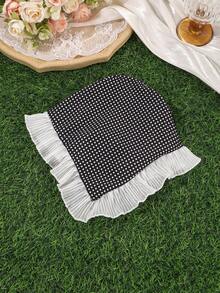 1 pieza Diadema retro de lunares, diseño de volantes de borde ancho, accesorio para el cabello para uso diario/vacaciones/citas - Multicolor - Ver 5