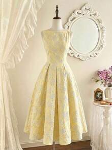 Women Midi Dresses - Yellow - View 3