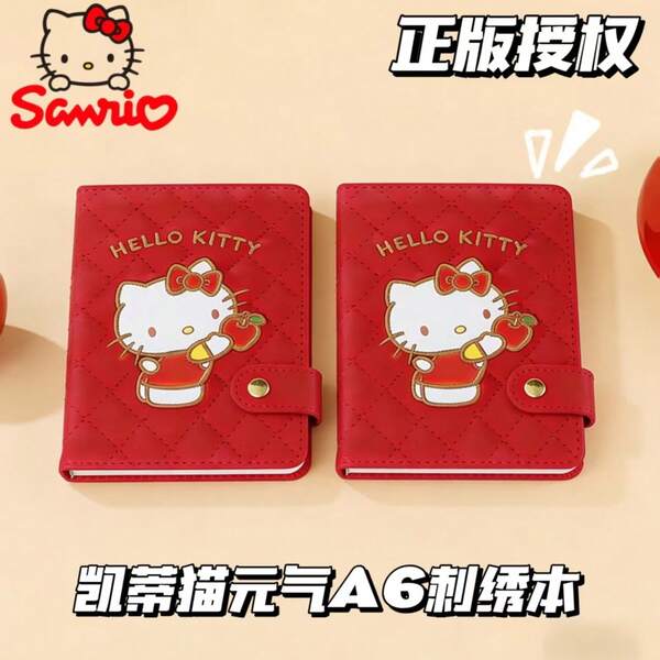 SANRIO 三麗鷗 Hello Kitty A6 PU 皮革筆記本，高質感加厚磁吸防水計畫本日記，適合學生