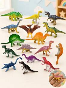 16pcs Mini Prehistoric Dinosaur Model Set, Assorted Sizes, Educational Plastic Figurines, Perfect Gift (Styles And Colors Randomly Assorted) - Multicolor - View 3