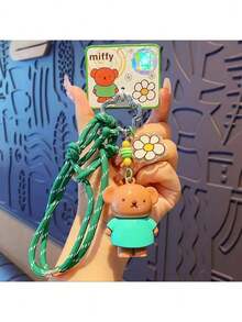官方授權 Miffy 時尚編織繩鑰匙圈，可愛卡通 Miffy 兔子背包掛飾迷你裝飾配件，精緻編織繩工藝，輕巧便攜，日常鑰匙配件理想選擇 - 綠色 - 查看 8