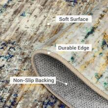 Hodeffior 4 Sizes Large Abstract Area Rug, Machine Washable Short Pile Living Room Rug With Non Slip TPR Backing, Stain Resistant Foldable Indoor Carpet For Bedroom, Dining Room, Entryway, Home Decor - Camello - Ver 5