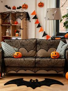 1pc Halloween Black Lace Spider Web Fireplace Shawl Scarf Set, Halloween Shawl Scarf, Black Lace Spider Web Design, Holiday Party Decoration, Prop To Create Halloween Party Atmosphere, Halloween Decoration, Indoor And Outdoor Decor, Used For Fireplace Decoration. Halloween Decoration, Indoor Fireplace Scarf, Suitable For Halloween Decoration, Holiday Party Supplies And Decor. - Multicolor - View 7
