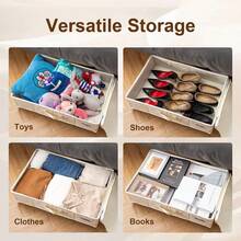 2pcs Under Bed Space-Saving Storage Organizer Box With Wheels - Waterproof Oxford Fabric, Pull-Out Design, Suitable For Clothes, Shoes, Socks - Dust-Proof Folding Box, Suitable For Toys And Books - Multicolor - View 9