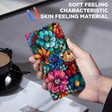 GLANDOTU Universal Multi-Brand & Multi-Model Floral Printed Leather Phone Wallet With Card Slots, Stand And Lanyard - Multicolor - View 4