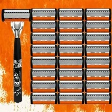 2026新款7层金属剃须刀，男女通用，防滑手柄，精密刀片，适用于胡须、髭须和面部毛发，可搭配替换刀片使用。 - 橘色 - 查看 8