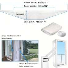 Portable Air Conditioner Window Sealing Kit, Suitable For Sliding Windows, Blocks Heat Exchange, With Zipper And Adhesive Fasteners, Compatible With Dryers, Keeps Room Cool - White - View 6