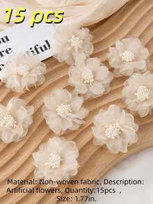 5/15pcs Artificial Orchid Flower Decor Sock Doll DIY Accessories Fabric Stickers, 7 Colors DIY Stickers, Suitable For Sewing, Handicrafts, Arts, Patchwork, Clothing, Hats And Bags Decoration - Multicolor - View 19
