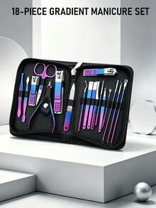 Juego de Cortaúñas de Acero Inoxidable con Degradado de Colores, Kit de Herramientas de Belleza para Manicura con Estuche con Cremallera, Cuidado de Uñas y Eliminación de Piel Muerta - Multicolor - Ver 15