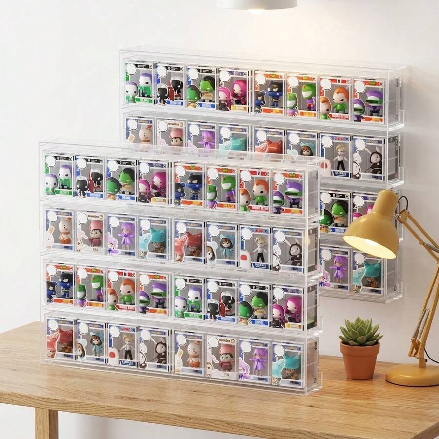 Hộp trưng bày acrylic, phù hợp với dòng sản phẩm "Baby" của Fokno. Giá trưng bày trong suốt 32 ngăn, thích hợp để bàn và treo tường. Hộp sưu tập mini, giá trưng bày mô hình, trong suốt.