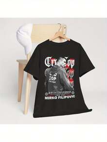 Men's Mirko Cro Cop Filipovic MMA Fighter T-Shirt - Black Combat T-Shirt With Red Accents, Featuring The Signature Design Of The Croatian MMA Legend - Heavyweight Cotton Blend Shirt, Suitable For Gym, Fan Gift, And Combat Sports Occasions - Machine Washable, Suitable For Activity Wear, Gym Attire, Breathable, Lightweight, And Casual Style. - màu đen - Xem 2