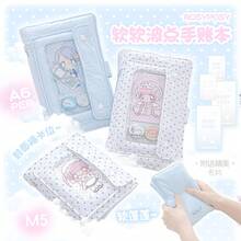 柔らか水玉手帳　インスタ風 推し活二次元窓付き A6/M5 リングノート - ブルー - A6サイズ - ブルー - チェックする 1