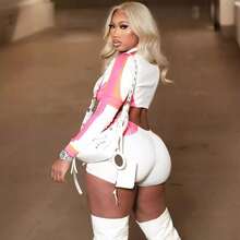Women's Fashion Sexy Streetwear Two-Piece Set,  Matching Outfit For Night Out, Party, Club & Daily Street Style - Blanco - Ver 2
