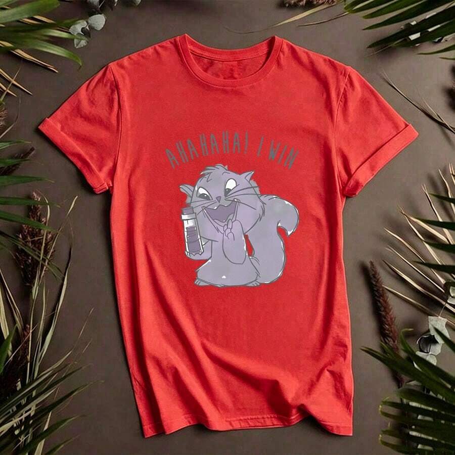 "The Emperor's New Groove" Yzma C1At Ahaha I Win T-Shirt For Men, Women, And Sizes S To 5XL. Women's T-Shirt Available In Sizes S To 5XL. K186220G This Unisex T-Shirt Is Made Of 100% Cotton With A Tight Knit Pattern, Ensuring Its Durability. Suitable For All Body Types, Both Men And Women. Its Durable, High-Quality Fabric Is Ideal For Various Sewing Projects, Offering A Soft And Resilient Feel. It Is Also Very Breathable. Perfect For Spring/Summer, Vacation Outfits, And Party Wear. Women's Oversized Graphic T-Shirt, Casual Summer - 紅色 - 查看 1