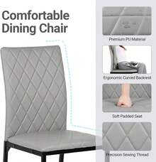Dining Table And Chairs Set 2/4, Square Kitchen Dining Room Set Kitchen Table With 2/4 Chairs, Space Saving For Small Space Apartment, Dining Room, Kitchen, Black Table With 2/4 Chairs - Silver - View 3