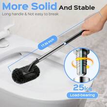 2-In-1 Stainless Steel Rustproof Toilet Plunger And Brush Set, Heavy Duty Curved Bristles For Deep Cleaning Unclogging, Compact Apartment Bathroom Accessories - Silver - View 6