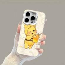 Tema de abeja amarilla de Winnie the Poohfunda de teléfono Fundas compatibles con ,Apple,VIVO,OPPO,,, y Honor.Fabricadas en silicona TPU,ofrecen protección contra golpes y caídas.correa para celular - Blanco - Ver 5
