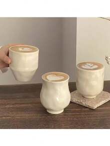 1PC Minimalist Ceramic Mug For Afternoon Tea Lovers, Japanese Coffee Mug, Office Water Mug, Breakfast Milk Mug, Home Drinking Set - White - View 10