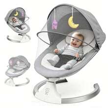 Columpio Eléctrico para Bebé Multifuncional, Mecedora Eléctrica con Control Remoto, Bluetooth y Música, Silla Mecedora para Dormir Recién Nacidos - Gris - Ver 1