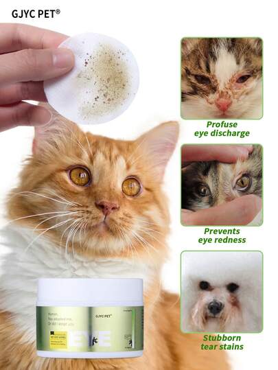 GJYC PET Pet Eye Wipes For Dogs And Cats, 120 Count – Hypoallergenic Tear Stain Remover Wipes With Aloe, Gently Remove Eye Discharge, Crust, Mucus & Dirt, Unscented Soft & Gentle Plant-Based Formula, 120 Ct